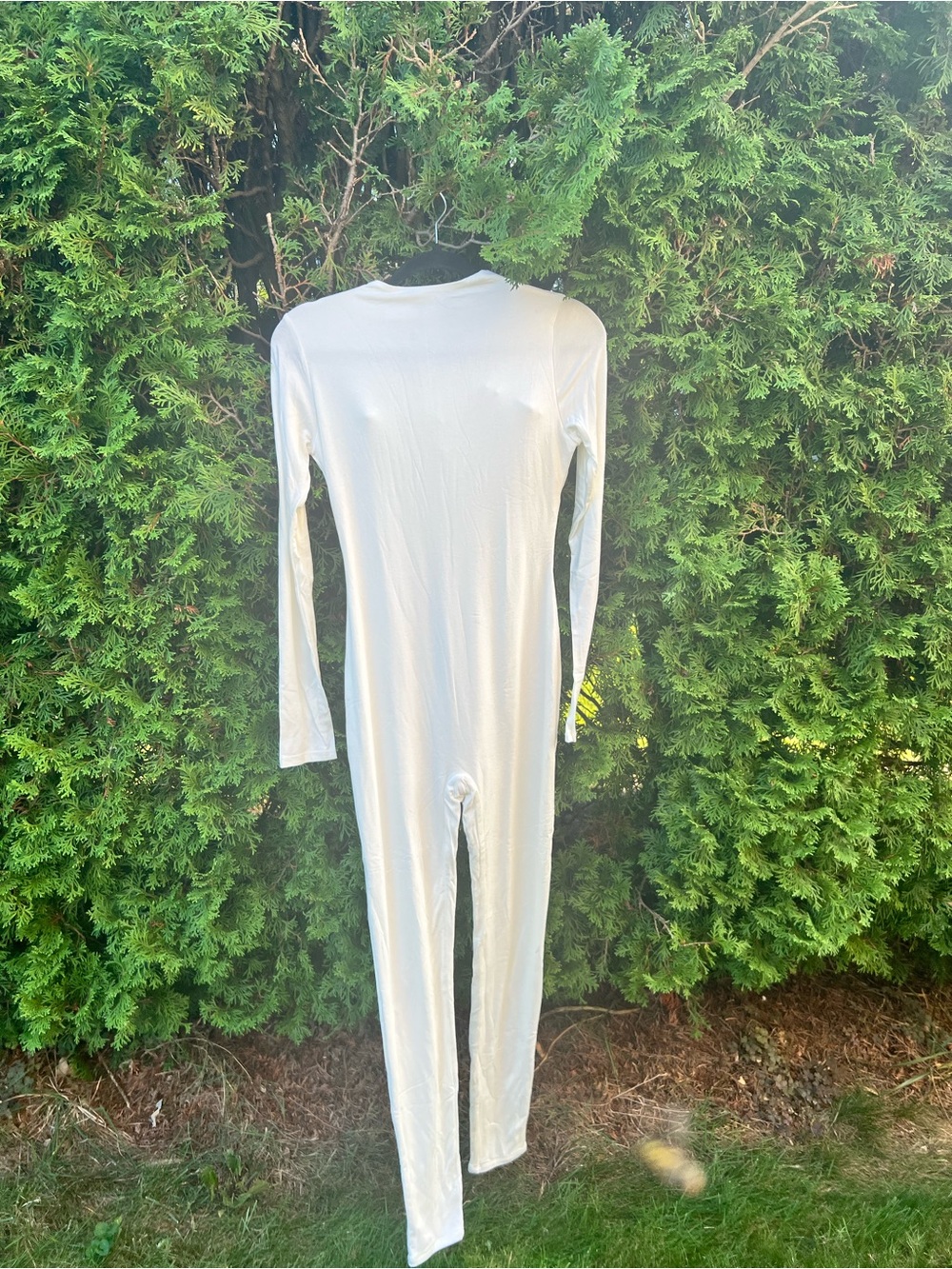 naked wardrobe White Long-Sleeve One-Piece Jumpsuit